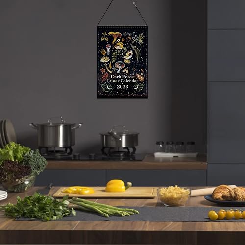 Miniatura 6 de Calendario de pared 2023 calendario de pared mensual 2023 calendario lunar de bosque oscuro decoración de pared calendario de pared 2023 de 12 meses