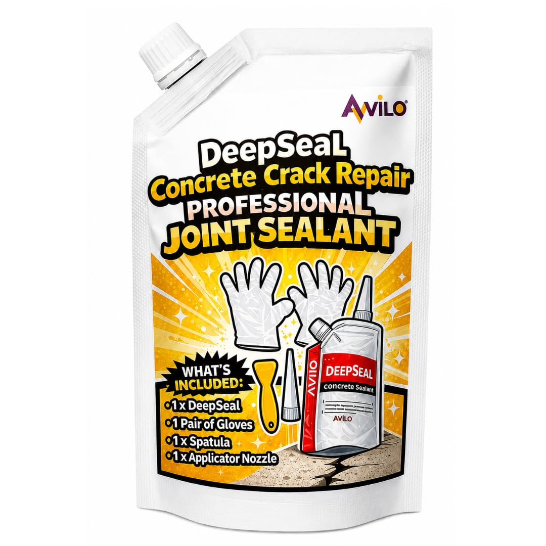 Concrete Crack Filler 500ml, Self-Levelling Waterproof Concrete Crack Repair Sealant, Ready-to-Use Joint Filler for Driveways, Patios, Paths, Walls & Asphalt, Complete Repair Kit
