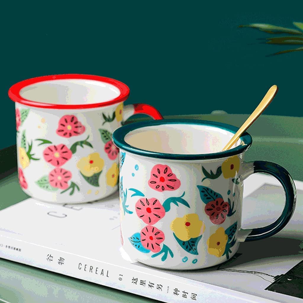 Habiba Becher Trinken 273ML Kaffeebecher, multifunktionaler Becher für Tee, heiße oder kalte Getränke, Emaille-Keramik-Kaffeetasse, Wiederverwendbare Getränketasse Exquisit