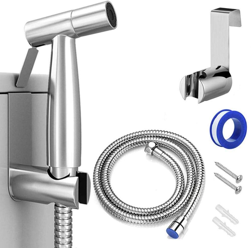 RubikBidet Spray Shower Handheld Sprayer for Toilet, Stainless Steel 1.5M Head Hose and Holder for Self Cleaning Muslim Shattaf Pipe Set Perfect for Bathroom Cloth Diaper Washing