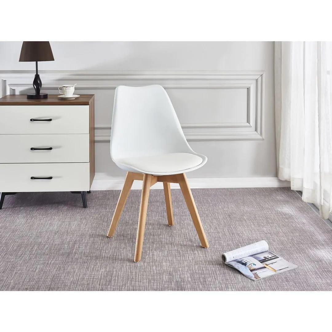 SHIITO - 2 Sillas de Comedor de Estilo Nórdico - 47 x 42 x 84 cm - Modelo Karlson - Pack de Diseño Sencillo y Elegante - con Patas de Haya - Color Blanco