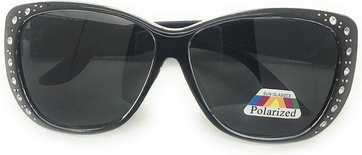 The Starlet Polarized 55 mm Fit Over OTG Butterfly Rhinestone Oval Rectangular Sunglasses