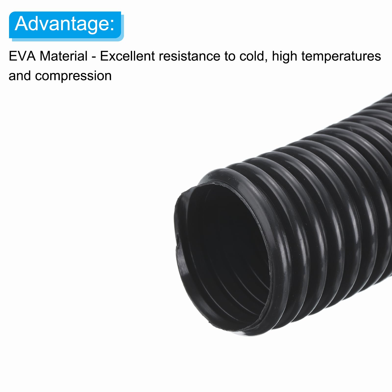 PATIKIL Manguera flexible EVA para aspiradora, 45 mm de diámetro exterior, 2 m de longitud, manguera de recogida de polvo para aspiradora industrial, color negro