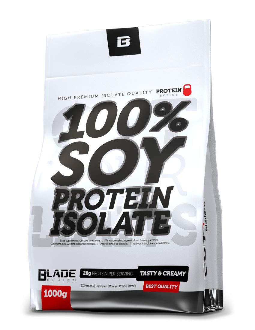 Soja Protein Isolat 1000g Vanille - Veganes Proteinpulver High Protein - Eiweiss Pulver fuer Muskelaufbau & Diaet - Protein Shake pflanzlich - Blade Series