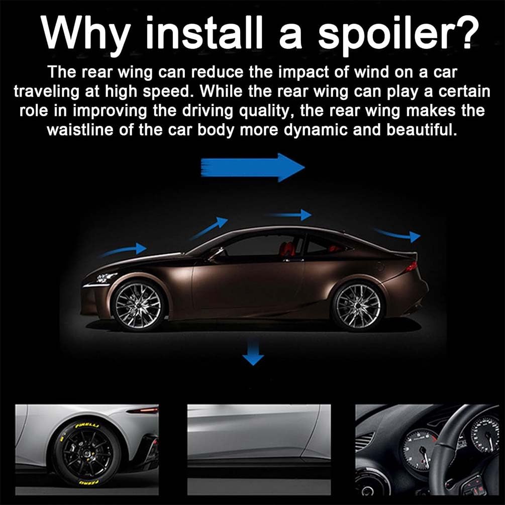 Aileron Arrière Voiture pour Ford Mustang Coupe Bullitt 2015-2025, ABS Aileron Coffre Arrière Spoiler Becquet Diffuseur Aile LèVre Anti-Rayures Accessoire, B/Carbon Fiber Look
