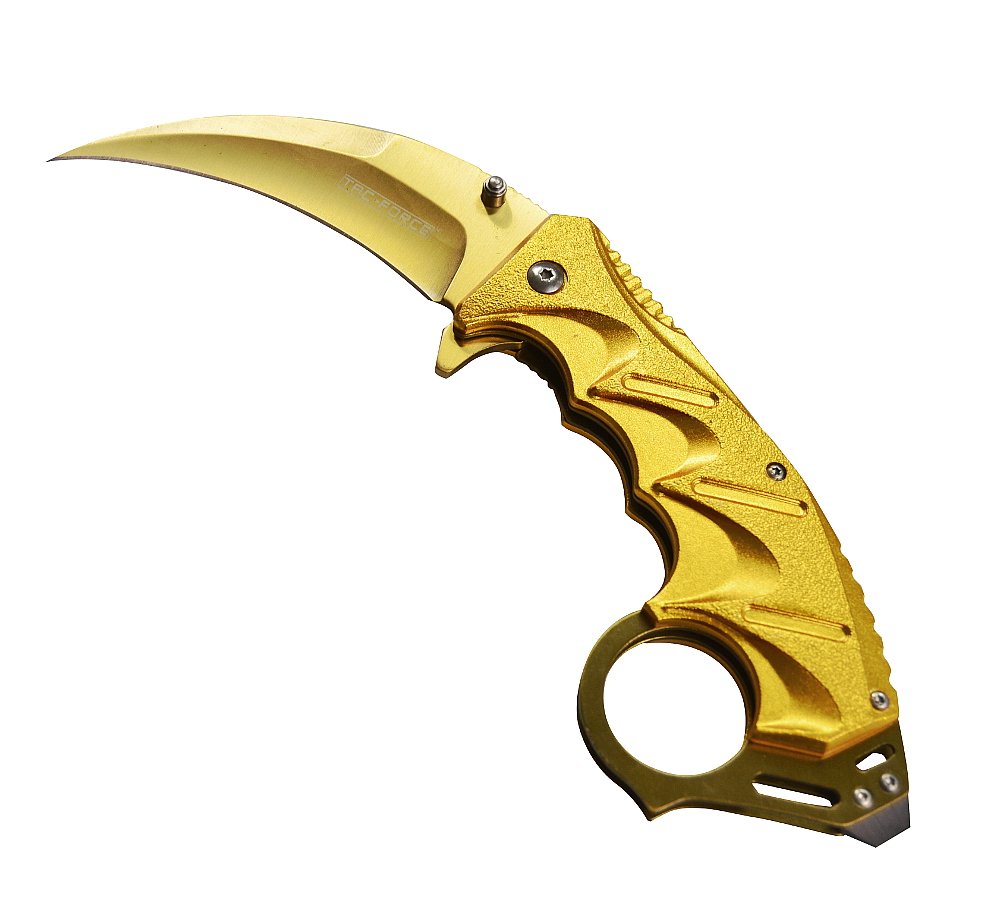 Tac Force TF-957GD Gold Aluminum Assist Open Gold Hawkbill Folding Pocket Knife