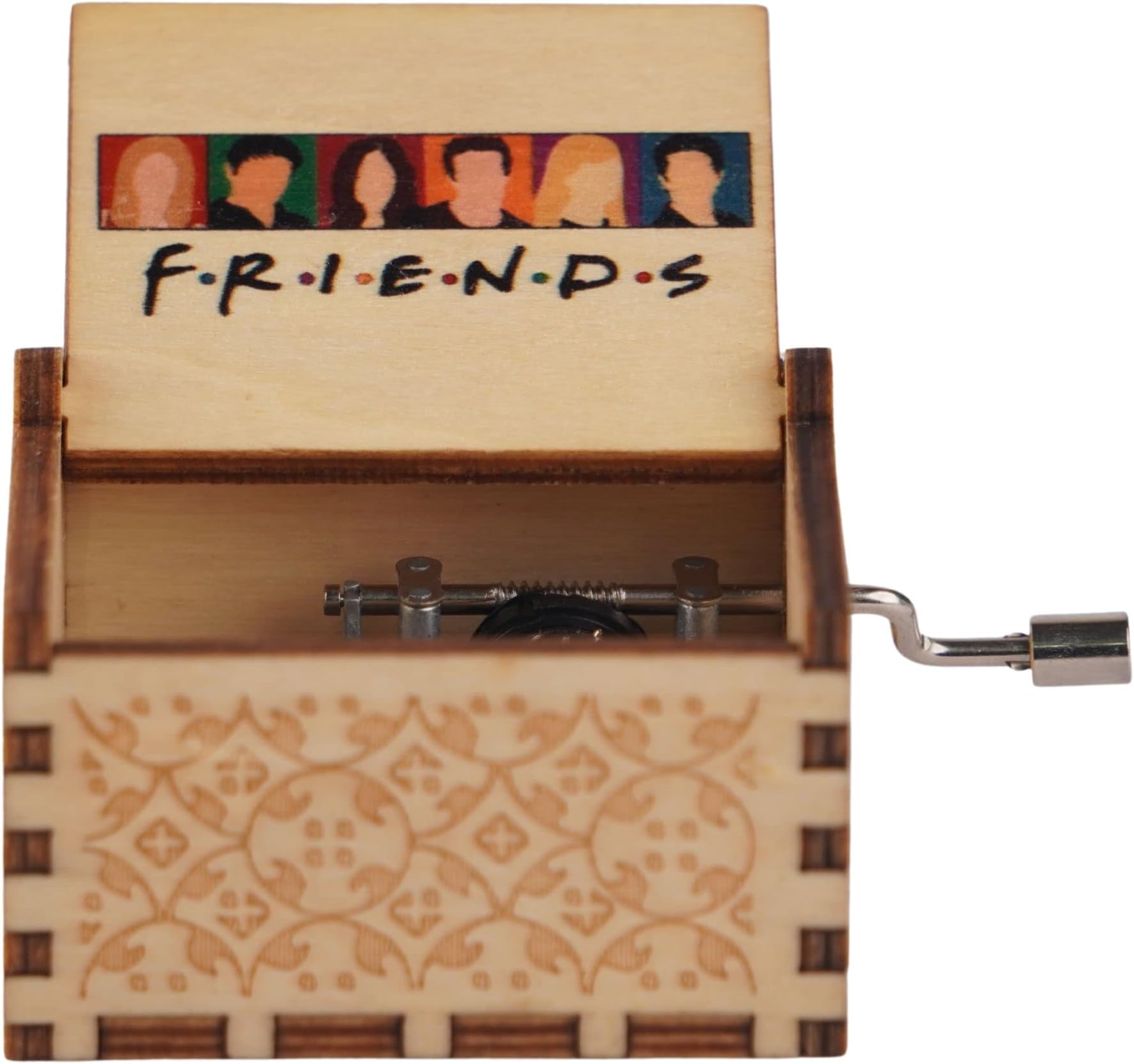 Hand Crank Wooden Music Box – Friends TV Show Theme Tune | Vintage Gift for Friends Fans, Boys, Girls & Adults | Nostalgic Collectible Décor for Bedroom, Desk & Shelf