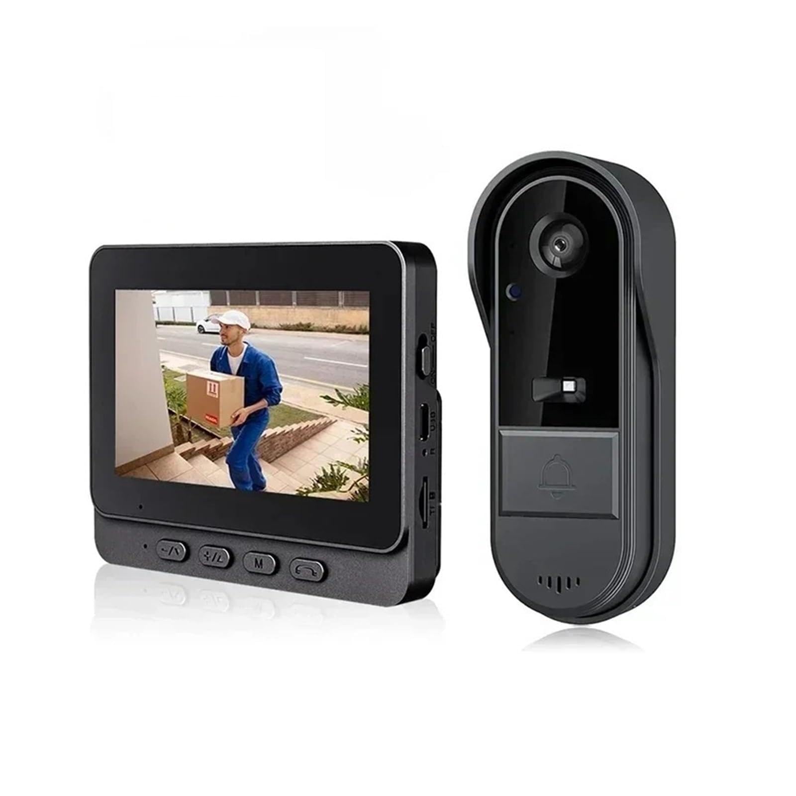 Hvsyvvsrl Free 256G Sd Card 4.3Inch 2.4G Wireless Video Doorbell Camera Wifi Night Vision Smart Home Security Door Bell Two Way Intercom For Two Way Audio(Free 256G Sd Card)