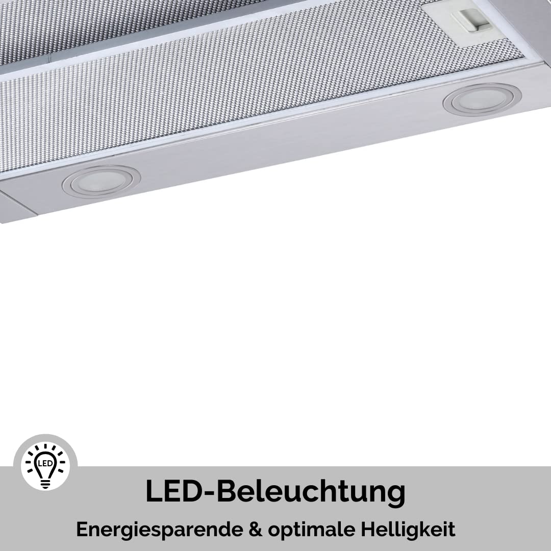 PKM Dunstabzugshaube FS2-60BBGTY | Wandhaube | 60 cm Breite | Glas mit Edelstahl | Touch Control | Abluft | Umluft | Schwarz