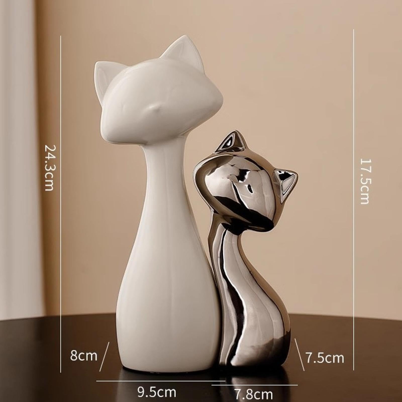 Figurilla De Gato para Estantería 2-Pzas Ornamento De Mesa