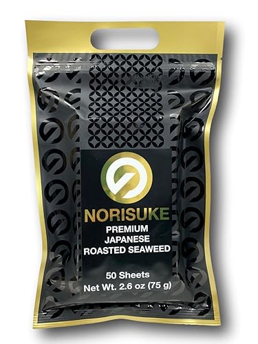 Norisuke Algas tostadas para un sushi enrollado a mano premium medio cortado, 50 hojas, producto de Ariake, Japón de la más alta calidad en Japón
