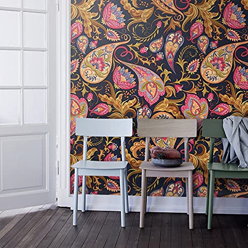 Fotomurale autoadhesivo Paisleyfulorange de 250x104 cm para pared 2