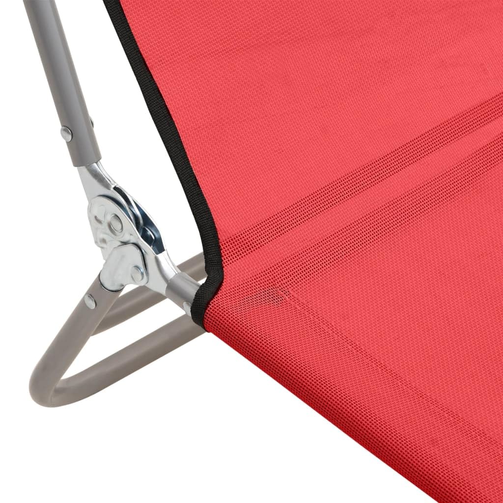 Sonnenliege Gartenliege klappbar 2 STK rot Textilene Stahl Liegestuhl Relaxliege Bäderliege für Terrasse Pool Balkon Outdoor Camping, verstellbar, platzsparend
