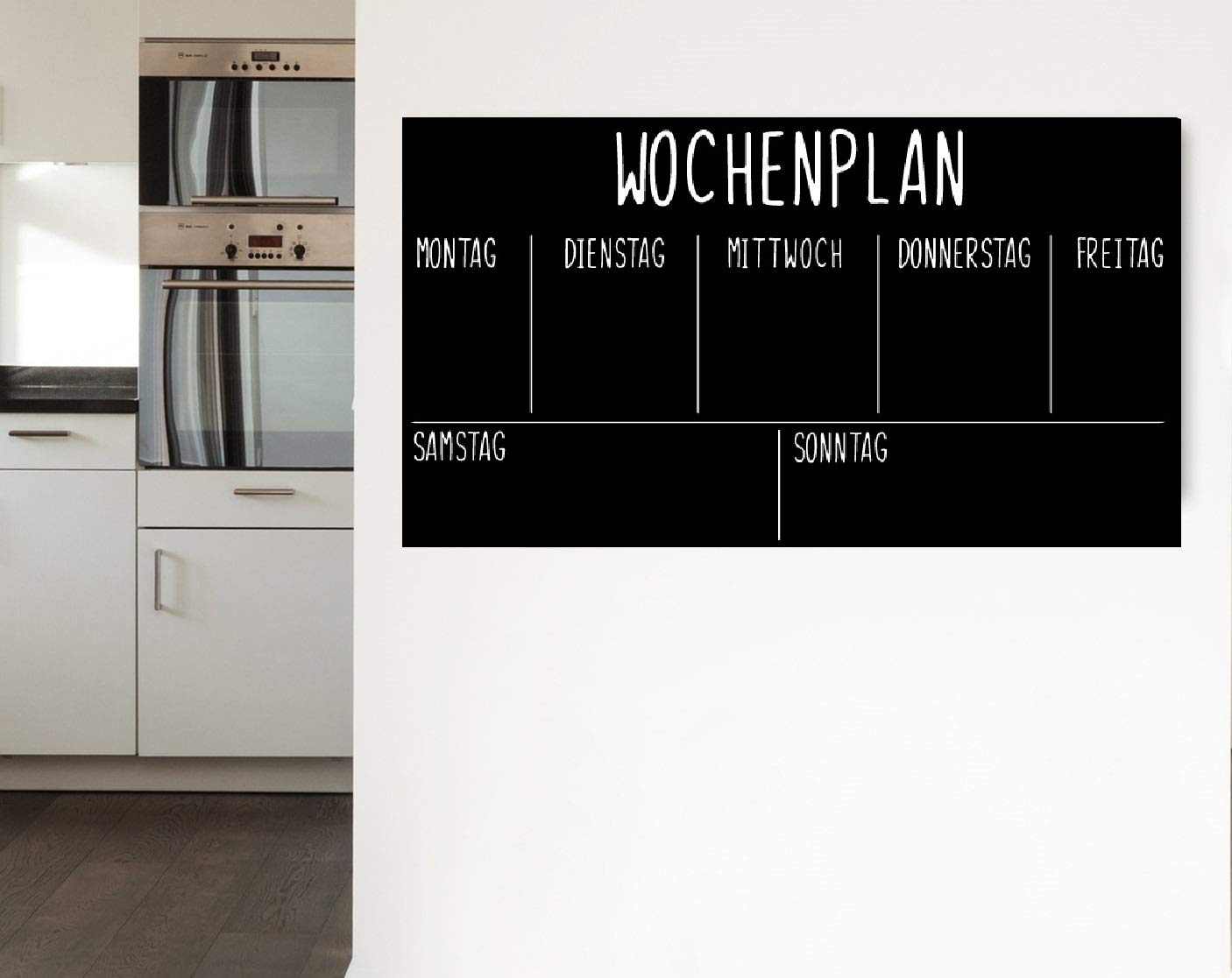 Wochenplaner | Magnet TafelFolie schwarz | beschreibbar, abwischbar, magnetisch | Selbstklebende Tafelfolie Monatsplaner (120x53 cm, Kreide&Kreidestift)