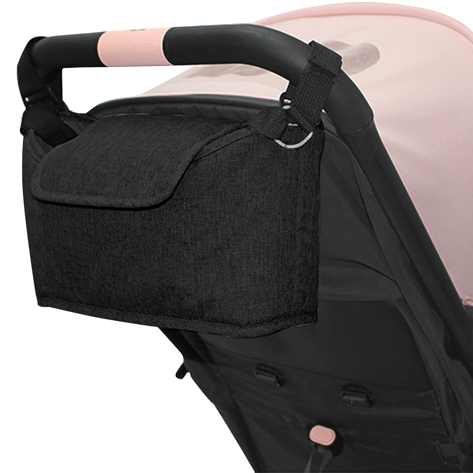 Borsa Organizer Universale Per Passeggino Neonato, Pram Bag Organizer Carrozzina Buggy Storage Bag, Multifunzione Borsa Cambio Neonato con Tracolla, Borsa per Neonati Biberon Pannolini (Nero)