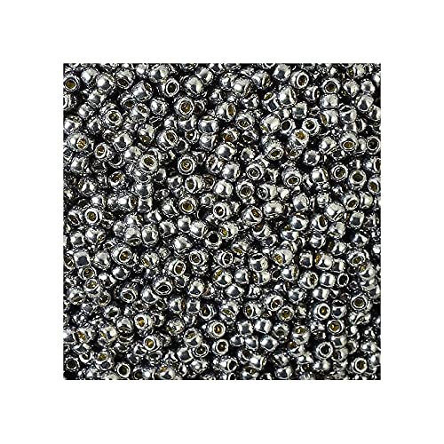 50 g TOHO Round Seed Beads Rocailles, Size 11/0, Permanent Finish Galvanized Gunmetal Gray (# PF568), Japan, Glass — image 1