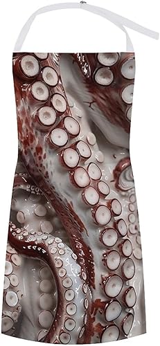 MUSM Apron for Adults - 27.6 X 31.5 Inch, Heavy-Duty Polyester Aprons with Two Large Pockets, Waterproof Octopus Tentacles Pictures Kitchen Apron
