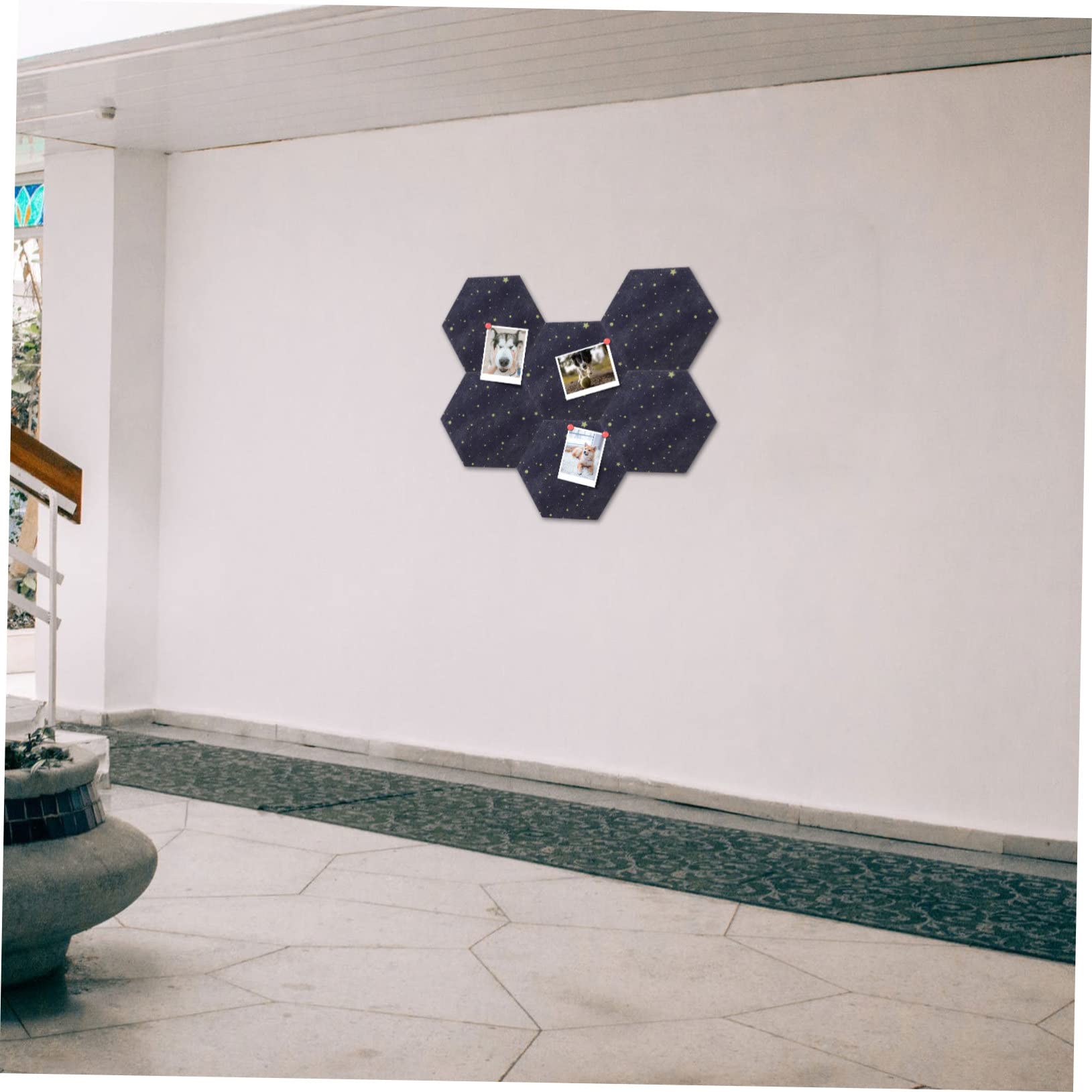 OFFSCH 6pcs Hexagon Felt Board Tile Memo Board Pin Safe and Odorless Felt Great for Boys and Girls Room