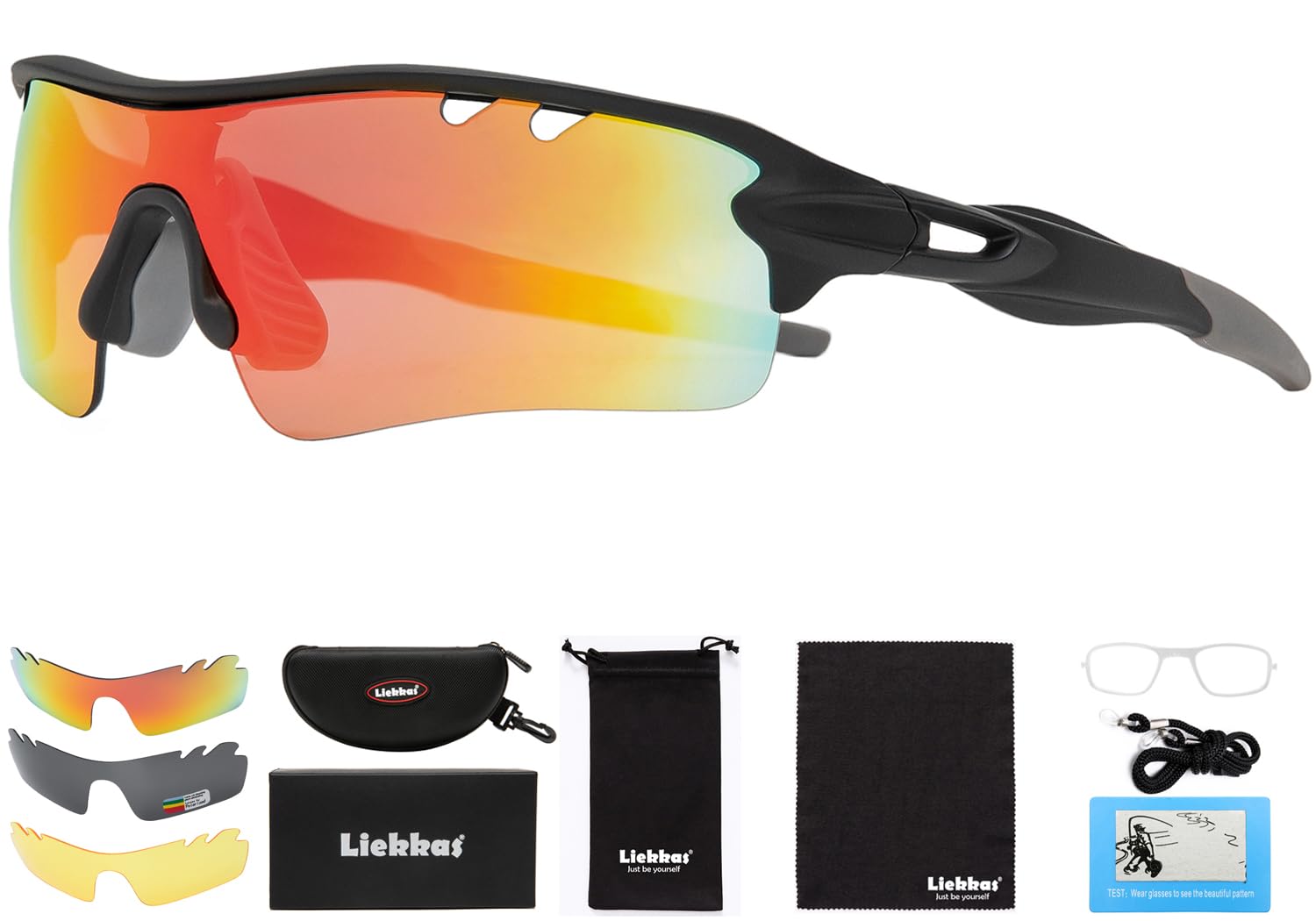 Polarised Sports Sunglasses For Men Women with 3 Interchangeable Lenses for Running Cricket Mountain Bike Cycling Glasses
