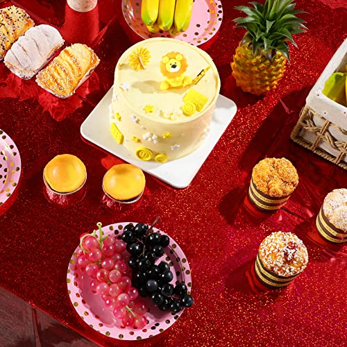 8 Pack Iridescence Red Plastic Tablecloths Shiny Disposable Laser Rectangle Table Covers Holographic Foil Tablecloth Iridescent Party Decoration Birthday Bridal Wedding Christmas 54" X 108"(Red) #TOP4