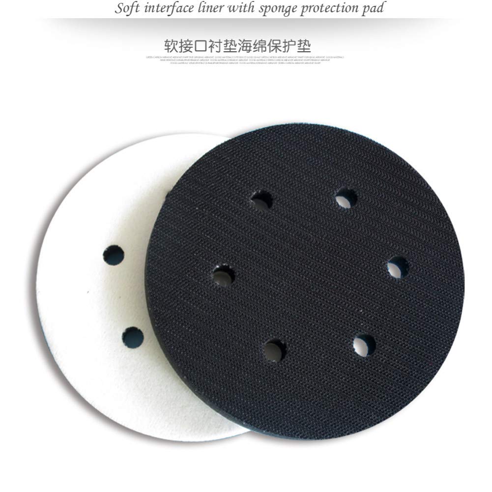 Almohadilla de interfaz blanda de 6"y 6 agujeros de 150 mm Almohadilla de disco de espuma suave con gancho y bucle Para amortiguar y proteger el disco de lijado (paquete de 5)