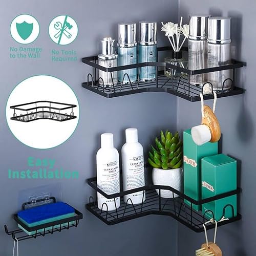 Miniatura 4 de Allviper Estante de almacenamiento de baño para 5 juegos, organizador de cocina, sin perforaciones, estante para artículos de tocador montado en la