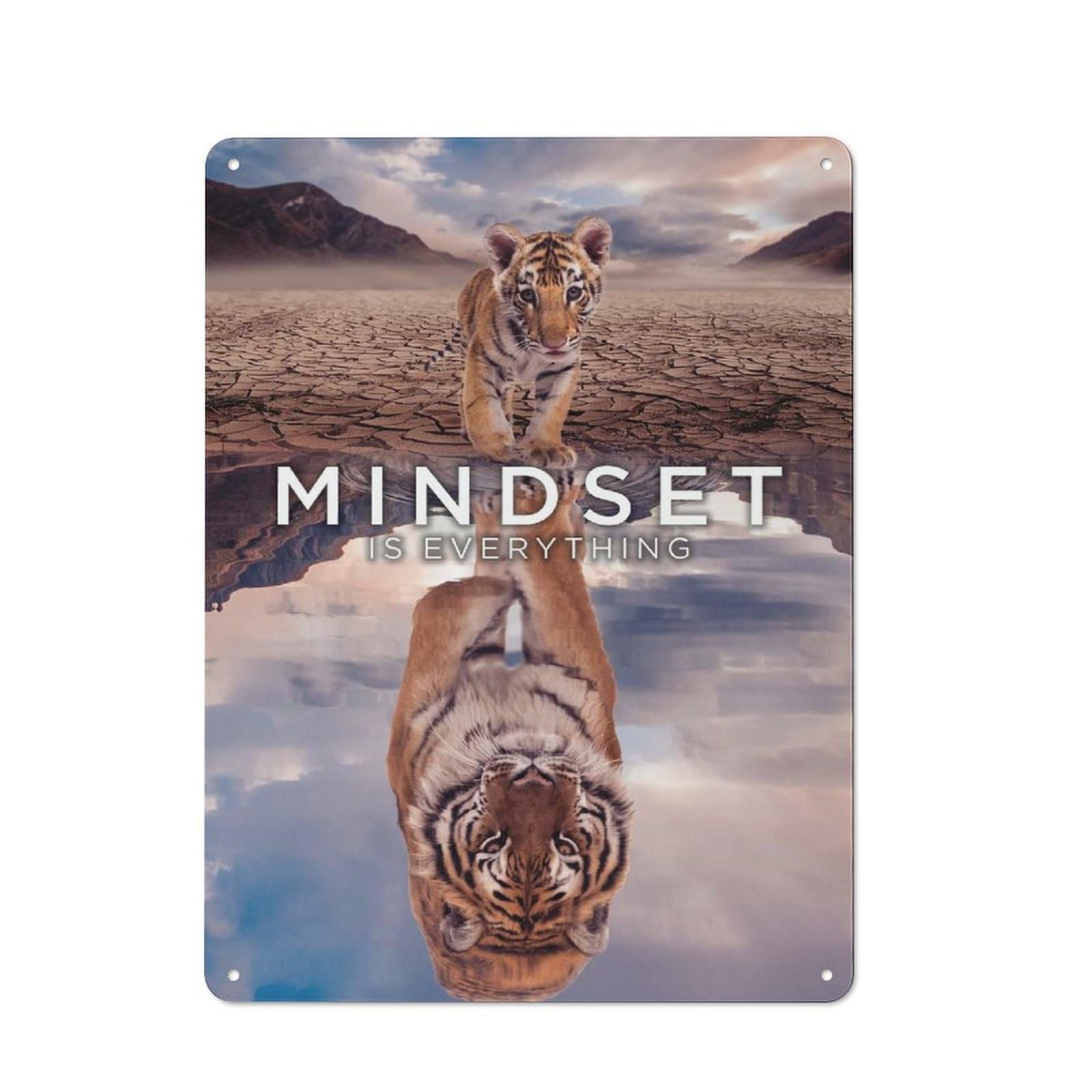 Junmoney Style-17 Vintage Tin Sign 40X30cm With Mindset Is Everything For Garage Or Workshop, For Metal Sign Collectors, For Cafés, Pubs And Restaurants