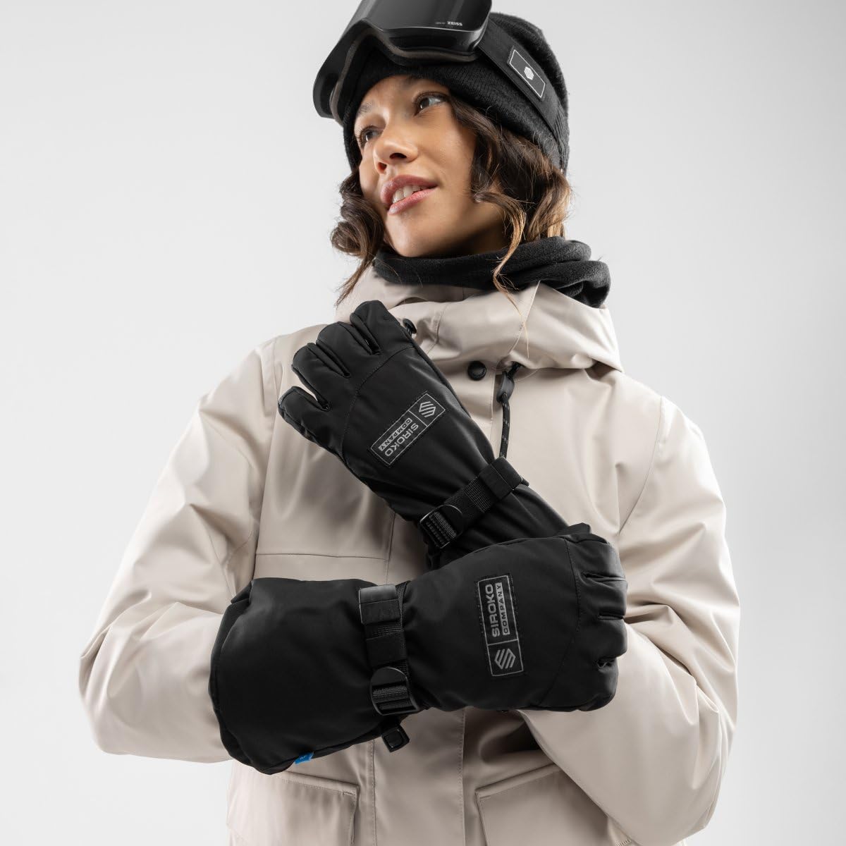 SIROKO - Ocieplane Rękawice na Narty i Snowboard Siroko SRX NOOK Black - XS - Czarny