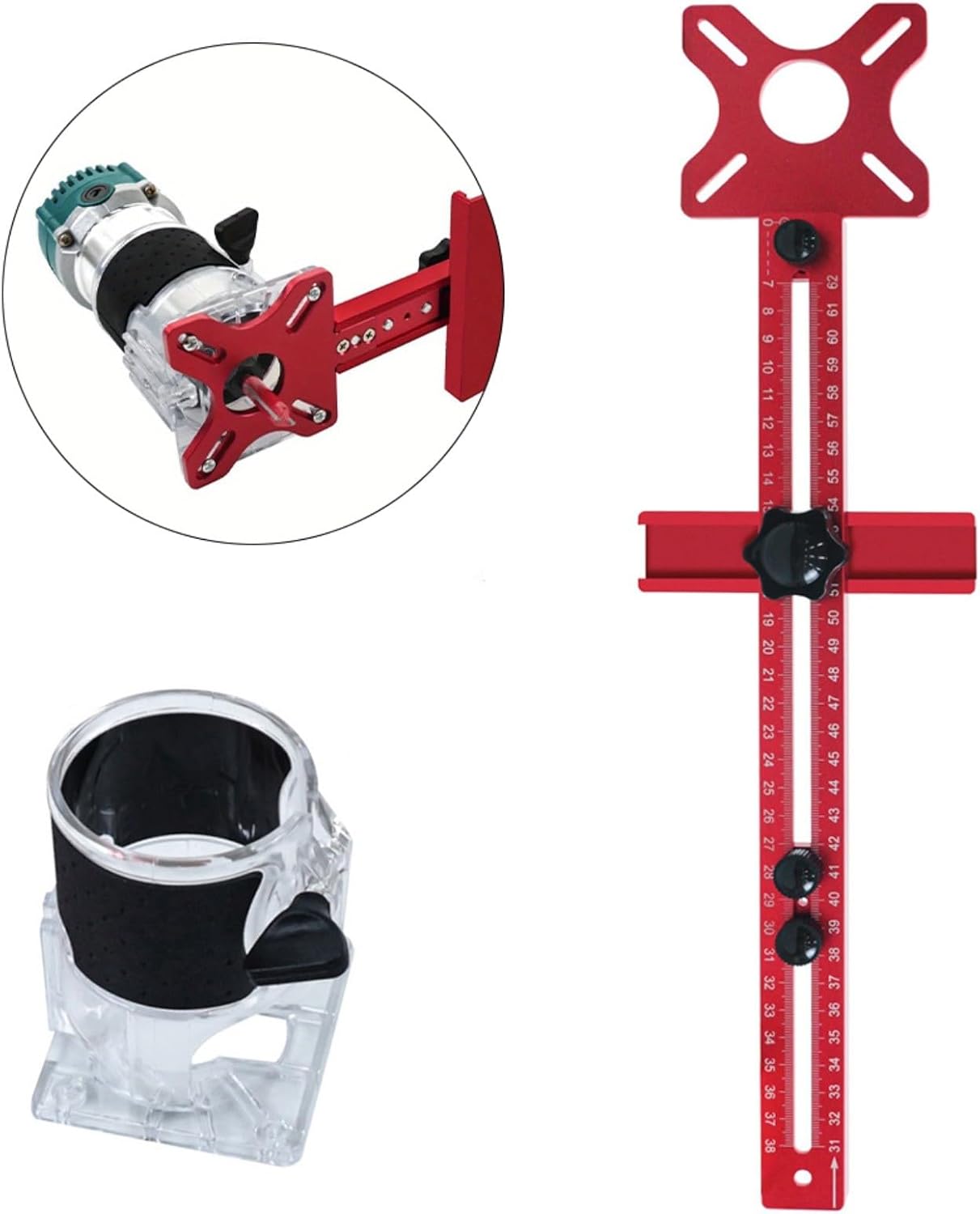 Woodworking Router Jig Aluminum Alloy Milling Groove Bracket with Base for Cabinet Hardware Installation and Precise Circle Cutting
