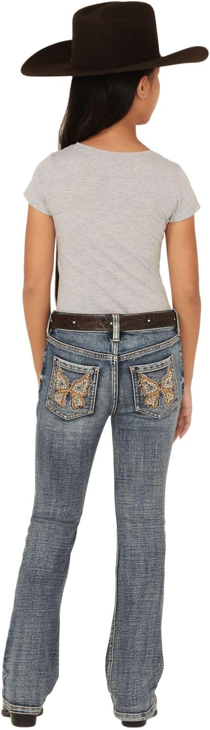 Shyanne Girls' Dawn Studded Pocket Bootcut Stretch Denim Jeans Dark Wash 7 REG