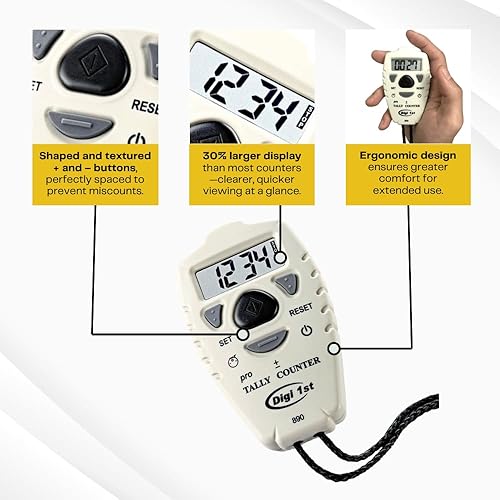 Miniatura 4 de Digi 1st TC-890 - Contador digital de cuentos contador electrónico de clics hacia abajo contador de agregarrestar personas contador de lanzamiento