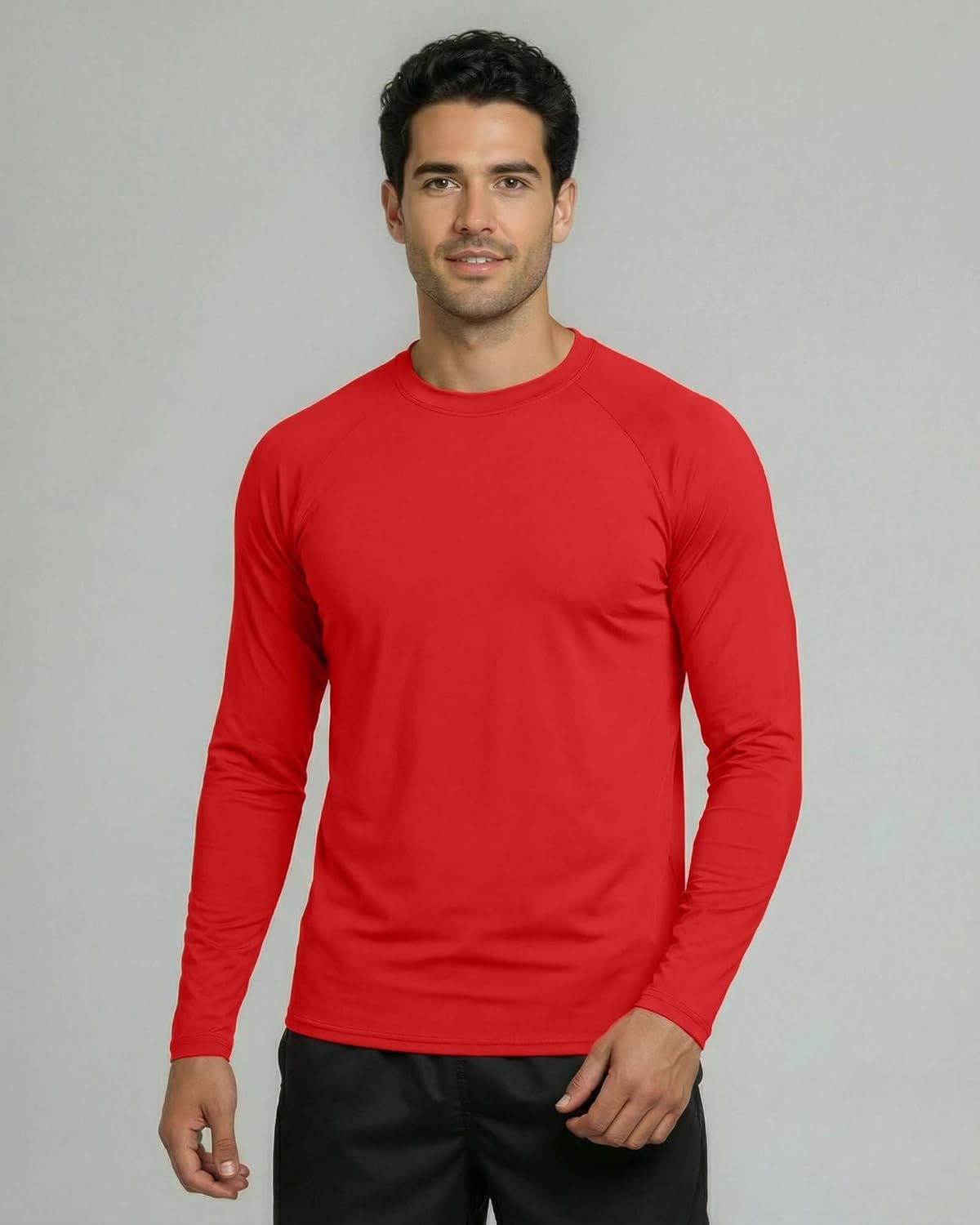 Real Essentials 4 Pack: Mens Long Sleeve Rash Guard Shirt UPF 50+ Swim Beach UV Sun Protection Fishing Quick Dry (Big & Tall)