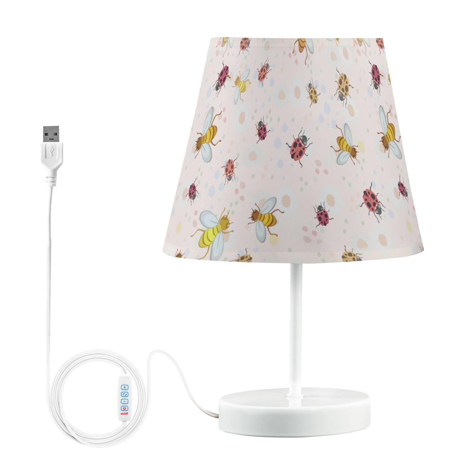 Kcldeci Lamps for Bedrooms Bees and Ladybirds Bedside Table Lamps Nightstand Lamps for Living Room Reading Bed Side End Table S