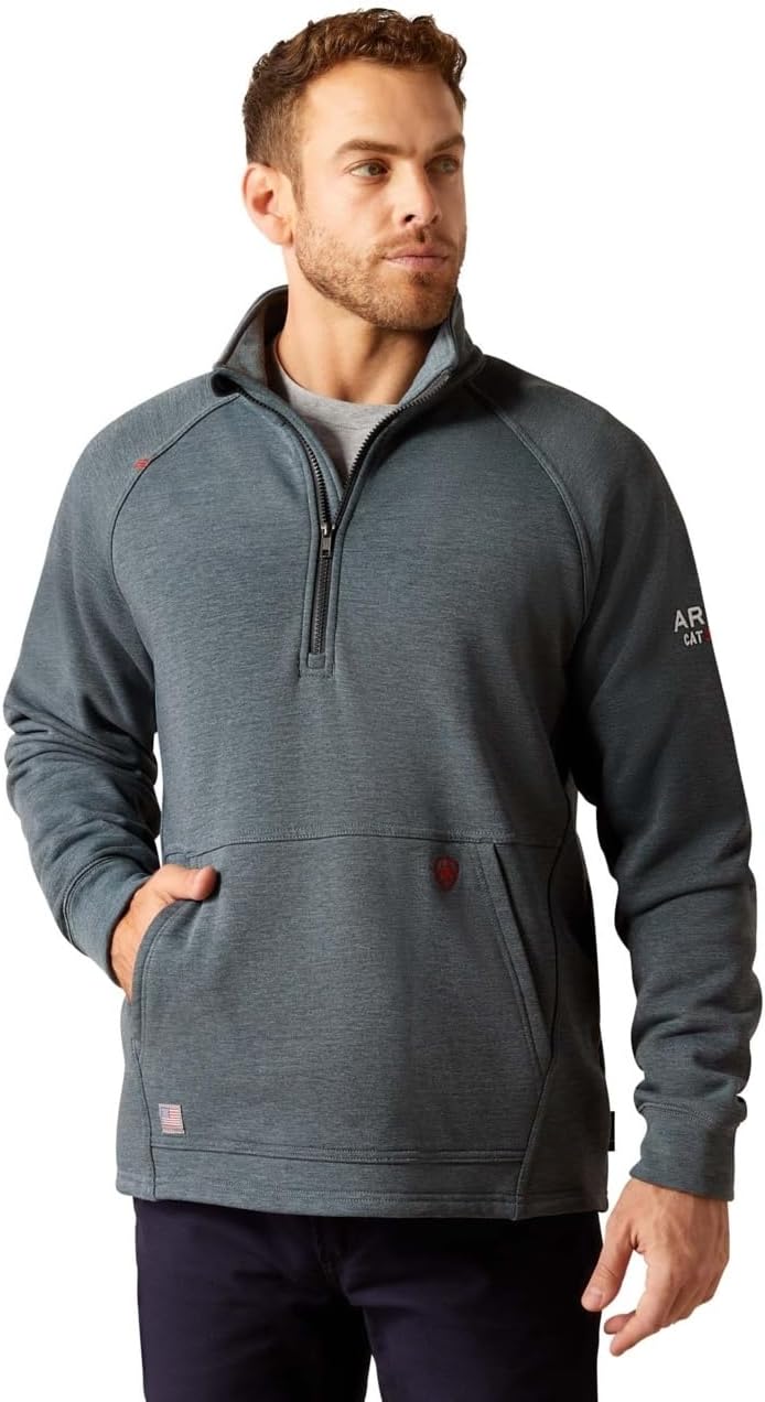 Ariat Men's Fire Resistant Primo Fleece 2.0 1/4 Zip Sweater, Charcoal Grey, Large