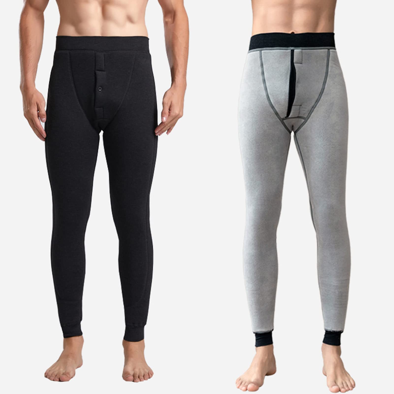 Męskie ciężkie kalesony z podszewką termiczną z podszewką polarową - ciepłe legginsy na zimę, wygodne spodnie dresowe do joggingu - czarne, rozmiary do 5XL