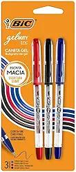BIC, Caneta em Gel, Gelocity, Ponta Fina, 3 Cores