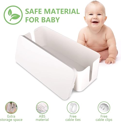 Miniatura 2 de Caja organizadora de cables, caja organizadora de cables grande para ocultar la regleta de alimentación y debajo del escritorio, organizador de