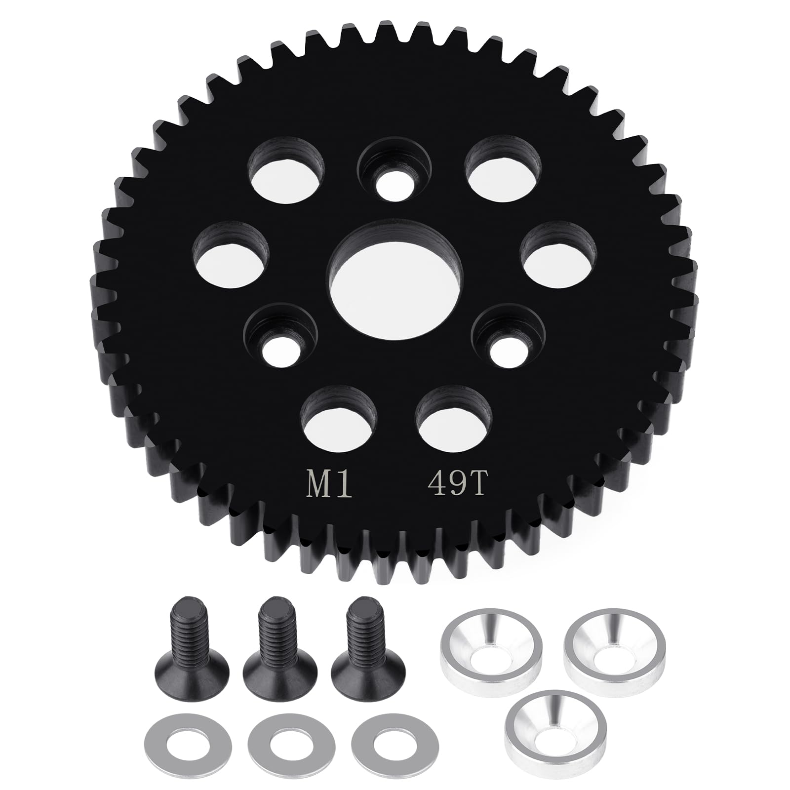 BRKRC M1 Spur Gear Steel Upgrades Main Gear 43T 44T 45T 46T 49T Spur Gear Mod 1 for 1/8 1/10 TRA-XXAS Slayer Pro 4X4 Revo 3.3 ARRMA HPI HOBAO LOSI (49T)