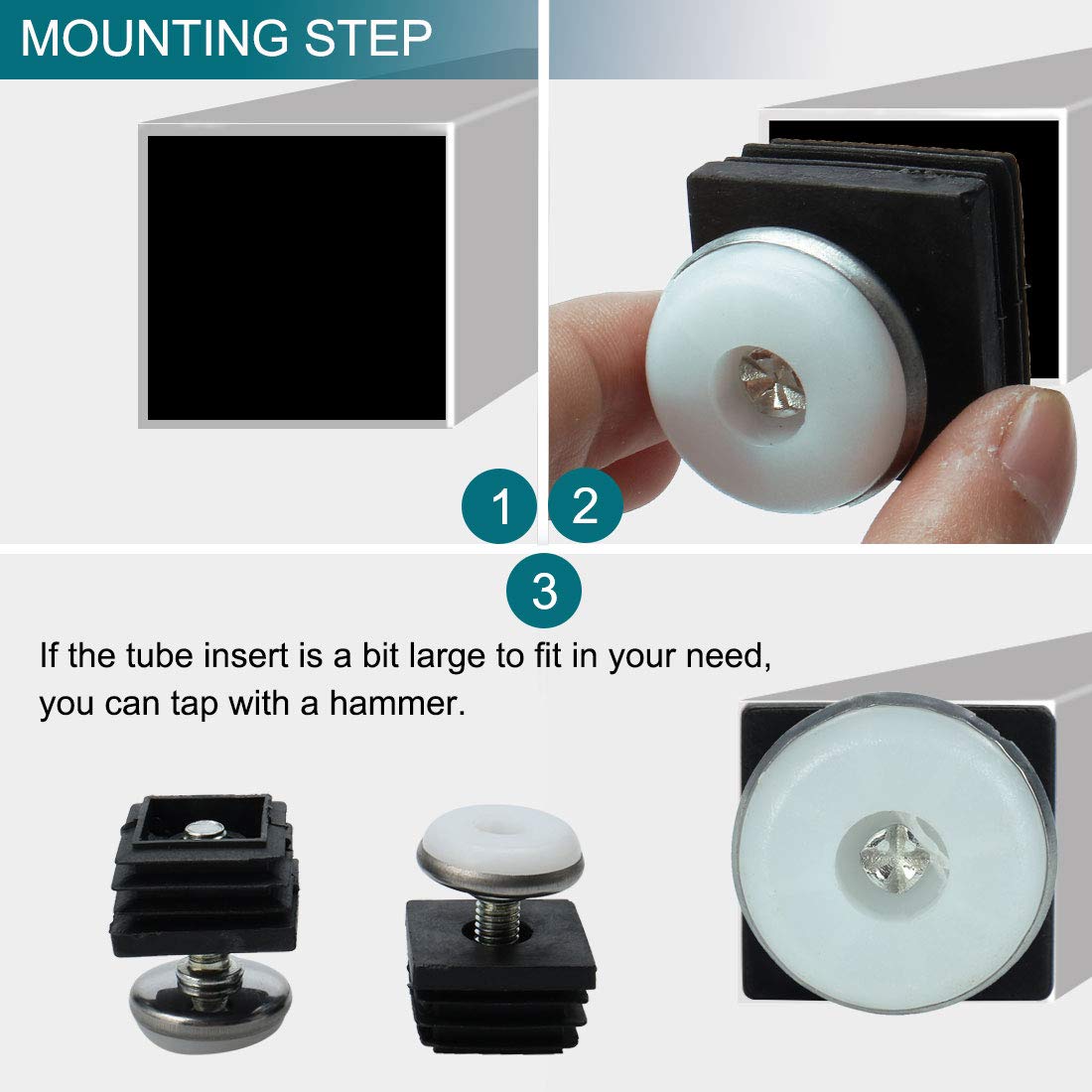 uxcell Adjustable Leveling Feet 25 x 25mm Inserts Furniture Table Glide 4 Pcs — view 5