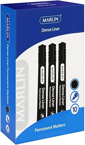 Marlin Dense Liners Permanent Marker 10-Piece Set, Black