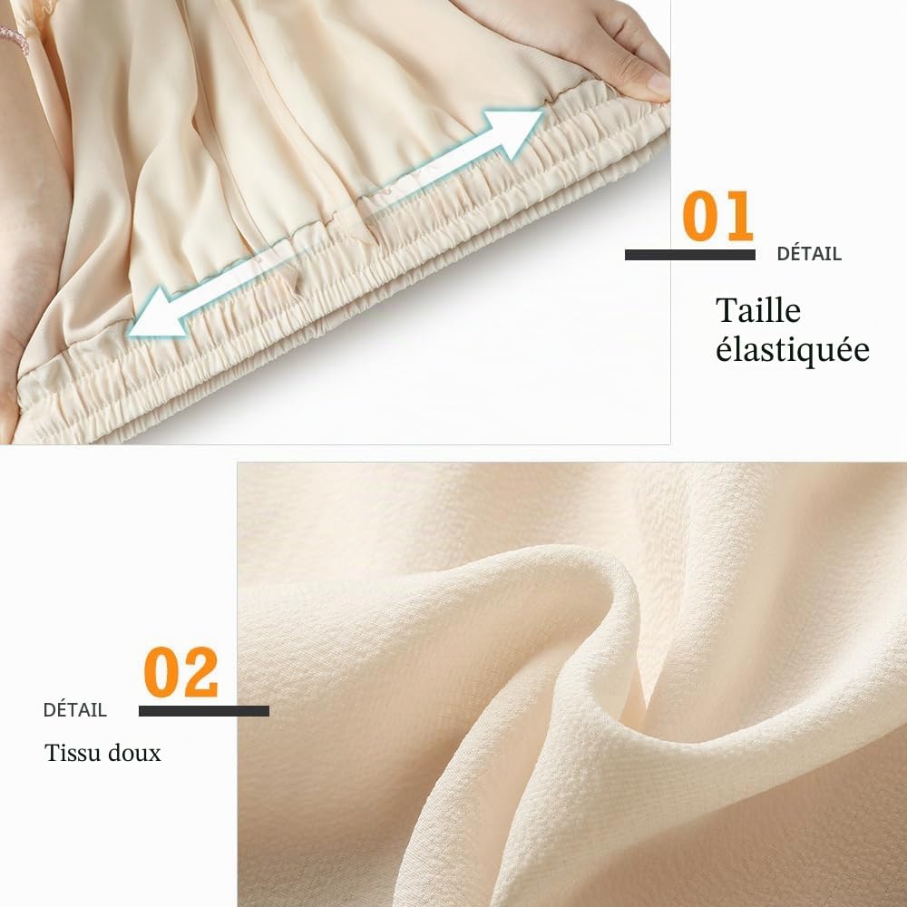 Genfien Jupe Femme Longue Maxi Plissée en Ligne A Bohême Tour de Taille Elastique Jupe avec Poches