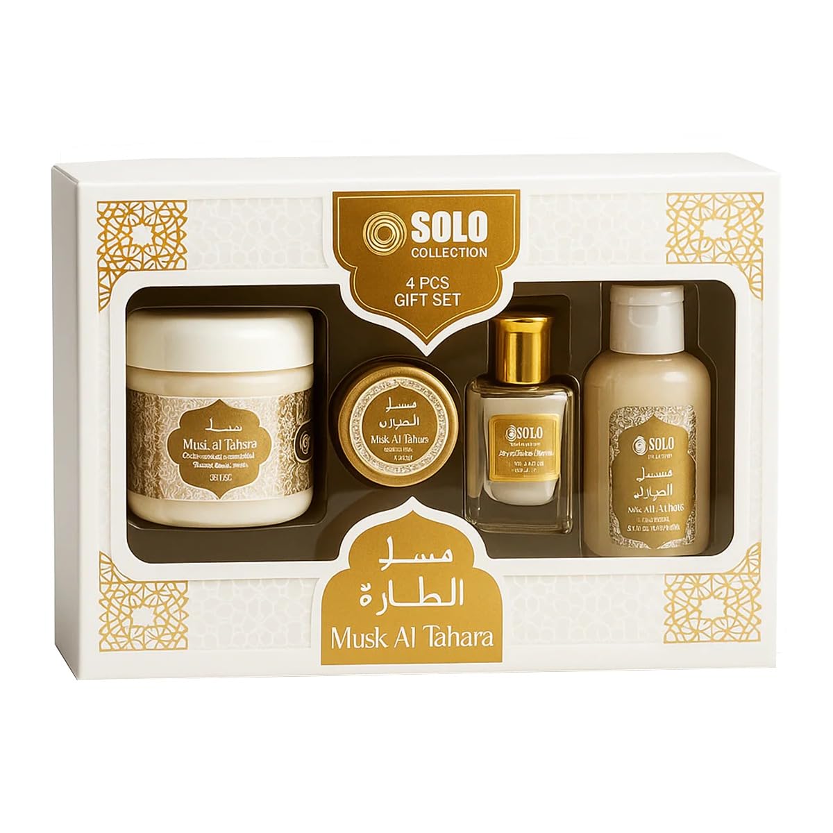 HAMIDI Solo Collection Musk Al Tahara - Talcum Powder 85g + Cream 8g + CPO 12ml + Shower Gel 65ml | Alcohol Free | Hair & Skin Care Product | Daily Care-picture-35