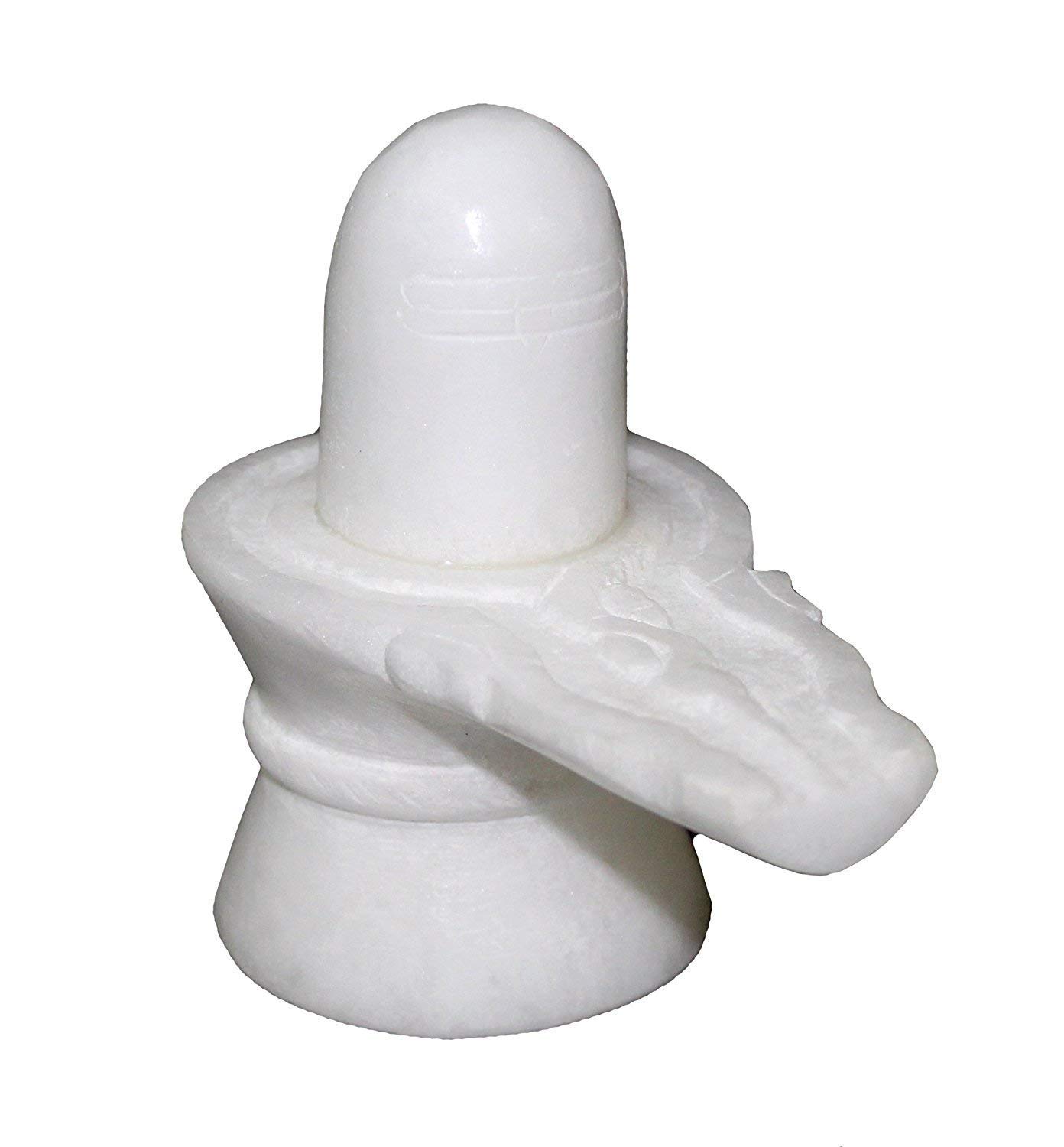 White Shiva Linga en pierre blanche pour espace yoga et méditation
