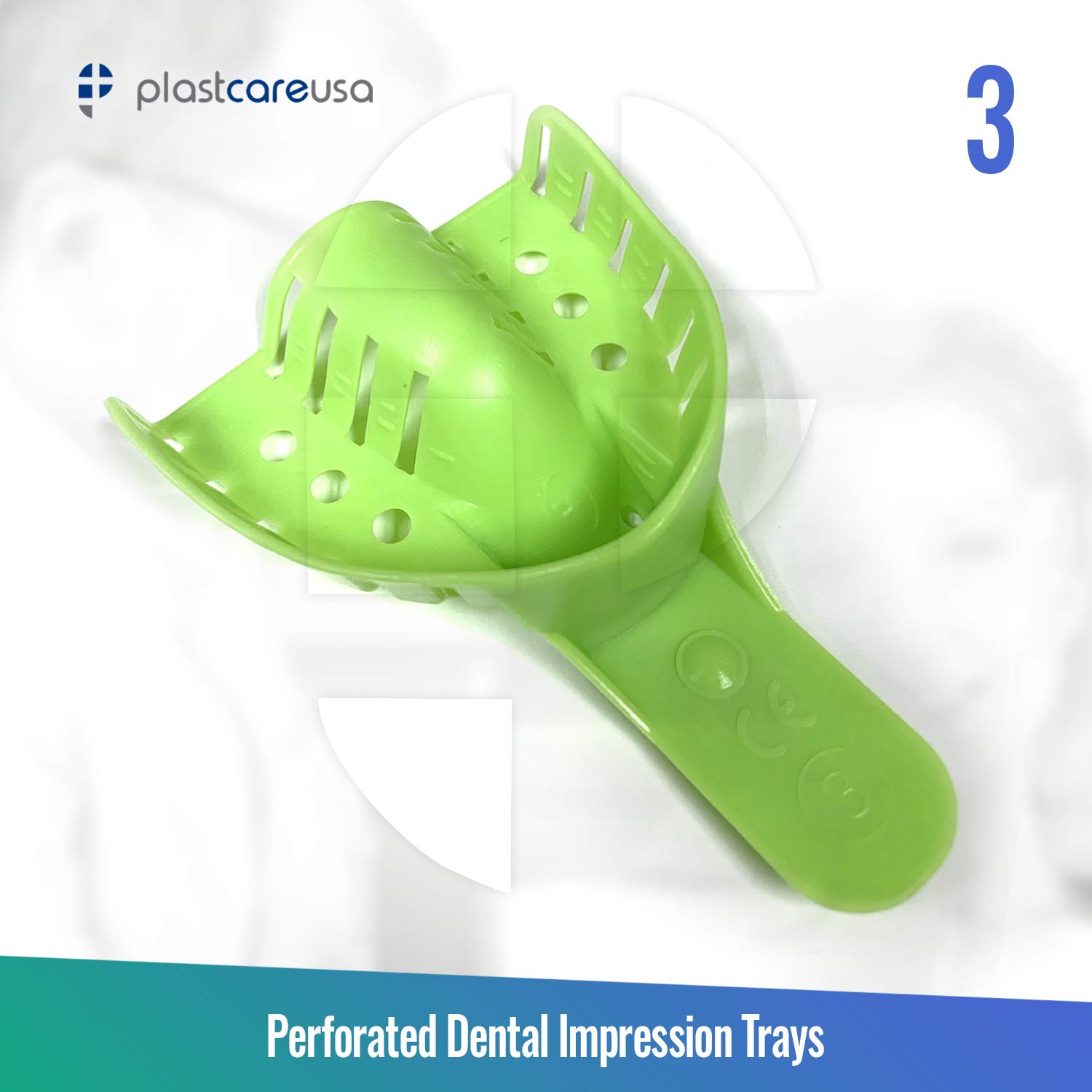 Dental Impression Trays Medium Upper - Autoclavable Perforated Impression Tray Set - Size Number 3 (Bag of 12) by PlastCare USA