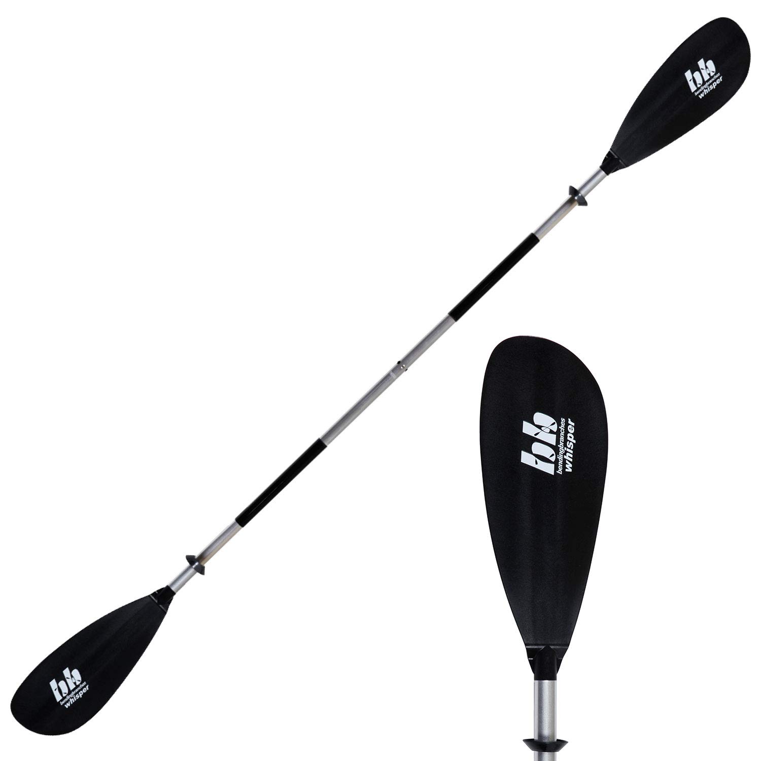 Photo 1 of BENDING BRANCHES Whisper 2-Piece Snap-Button Recreational Kayak Paddle; (Aluminum Shaft/Black Blade) 240 cm