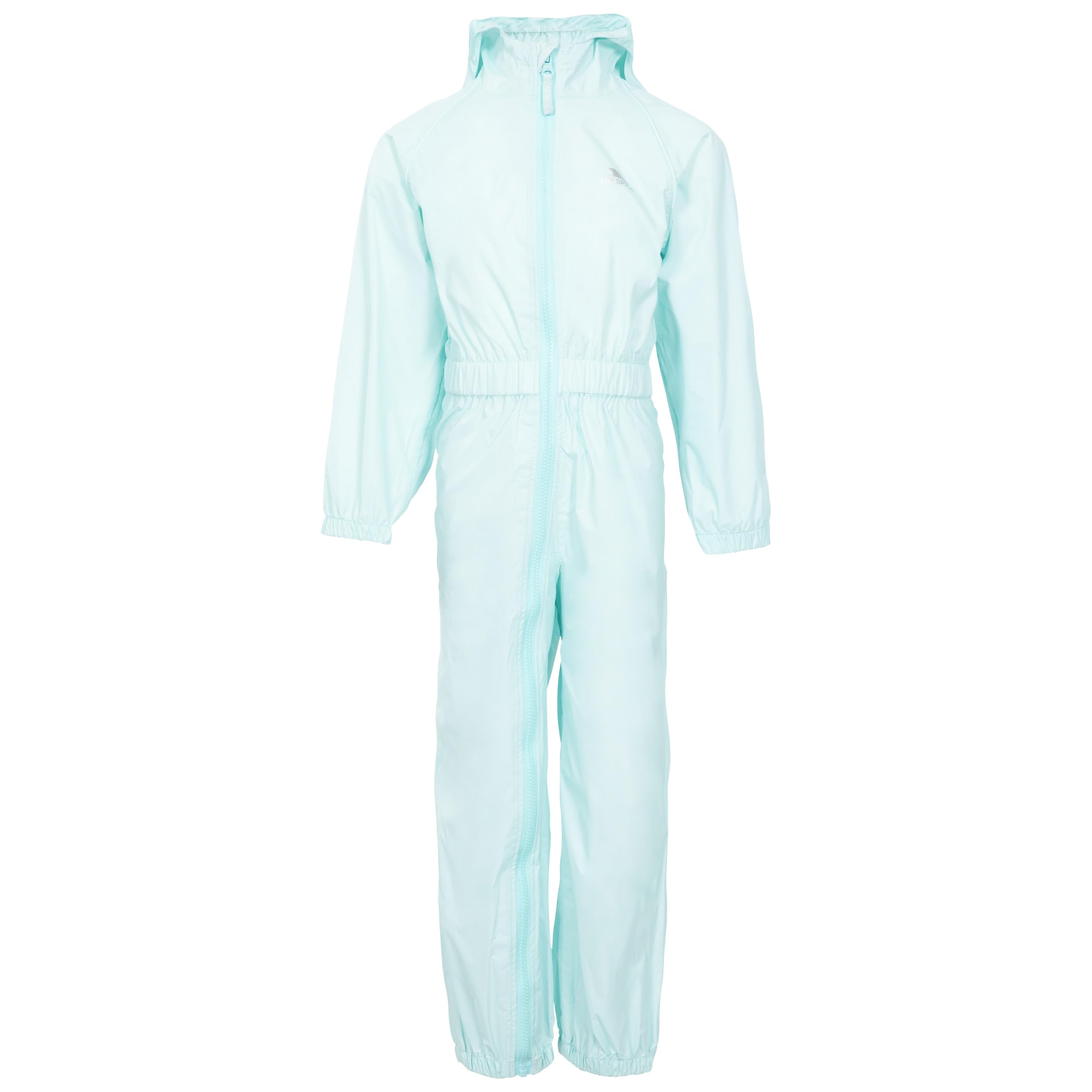 Trespass Unisex Kids Rainsuit Button - Grown on Hood, Elasticated Cuffs and Ankles, Elasticated Side Waist, Full Body Length Zip, Waterproof
