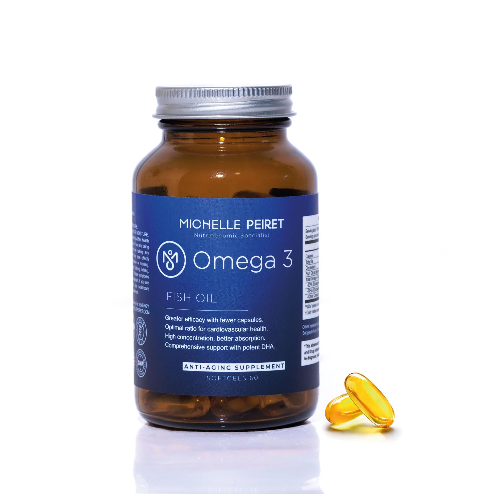 Omega 3 Fish Oil | Fish Oil Capsules| Fish Oil 1000mg | No Fishy Smell | No Aftertaste | Gluten-Free | 60 Capsules |