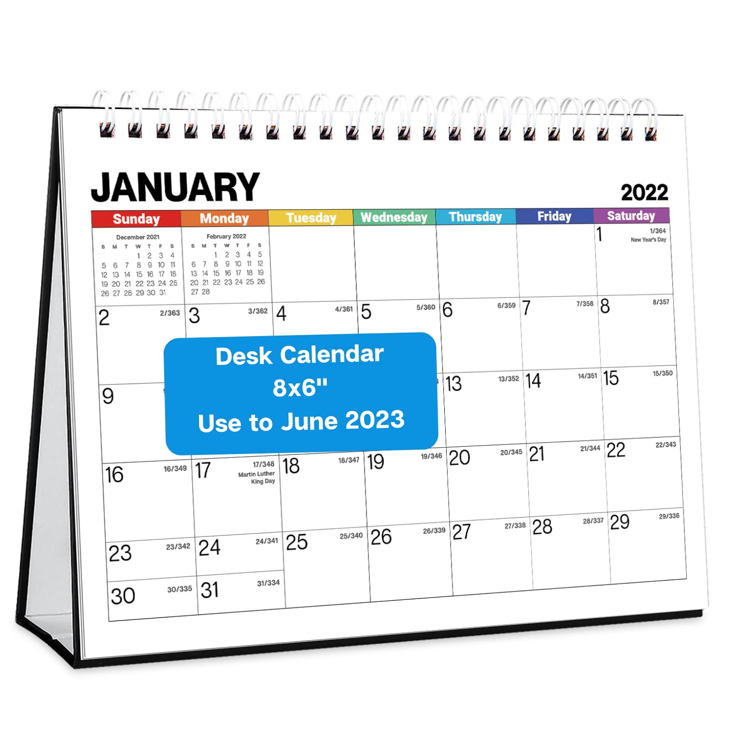 Dunwell Small Desk Calendar 20222023 (Colorful, 8x6"), Use Standing
