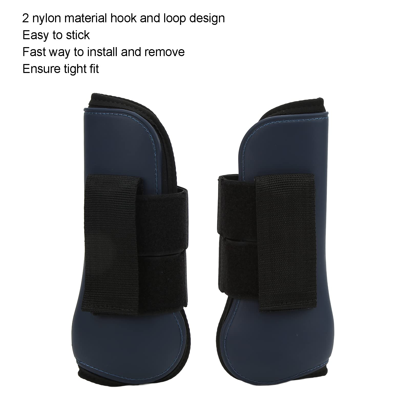 Gavigain Horse Leg Protection Boots, Adjustable Fit, Breathable PU Material, Injury Prevention, for Training, Jumping, and Racing (A Set of Navy XL)