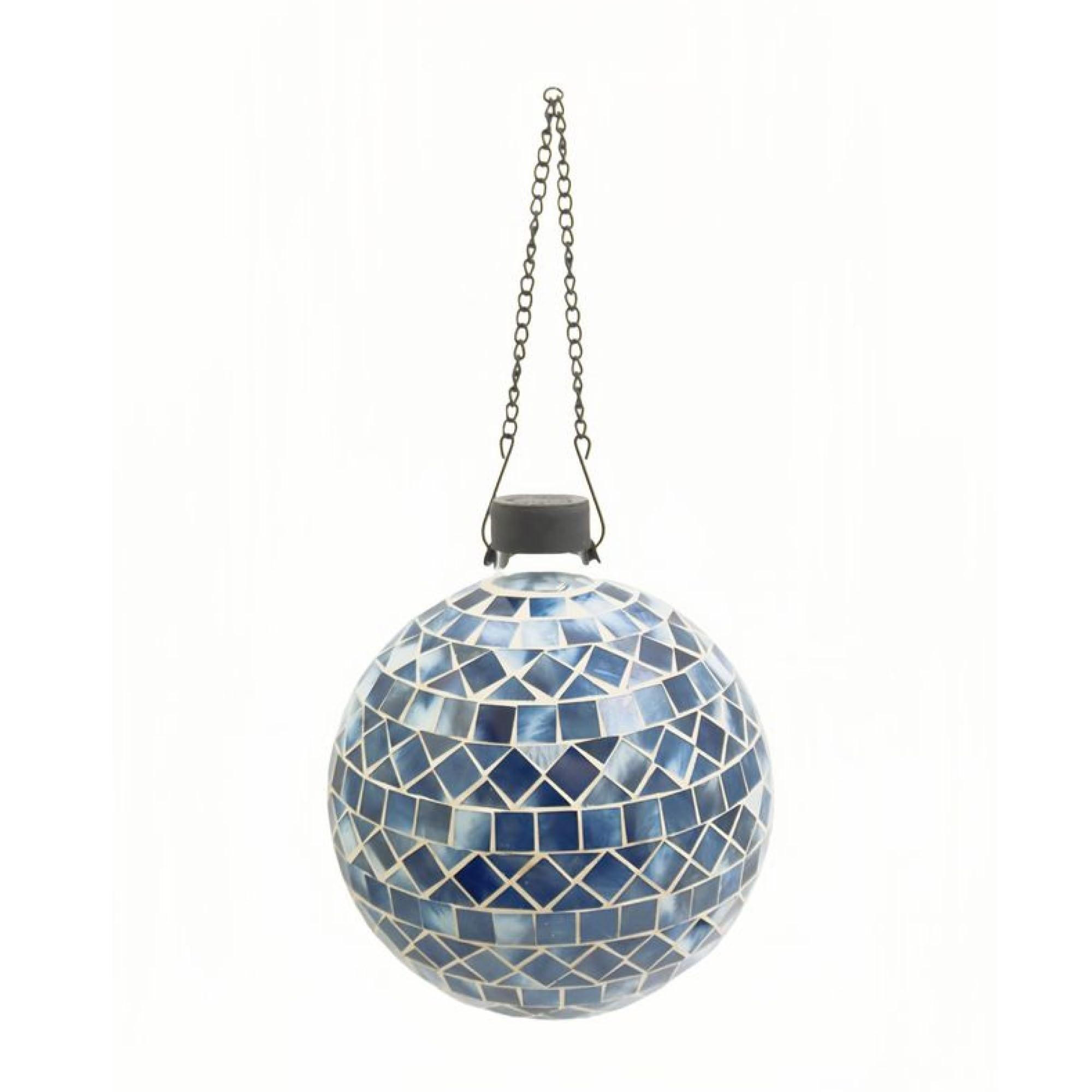 Very Cool Stuff Blue Triangle & Square Tile Gazing Globe, 10 inches - Handcrafted Mosaic Glass Décor with Hanging Chain for Garden, Patio & Home-image-24